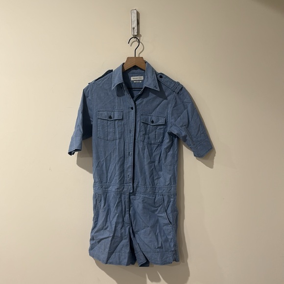 • Isabel Marant • Women’s Chambray Romper Short Sleeves Blue Cotton Small 36 - Picture 3 of 5